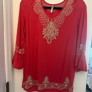 Embroidered Pink Women's Top